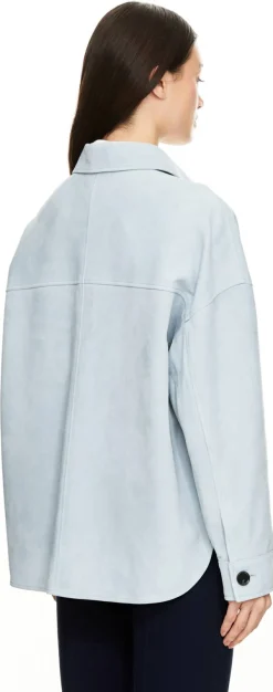 Oversized Velourslederjacke 'Kaylee' Hellblau