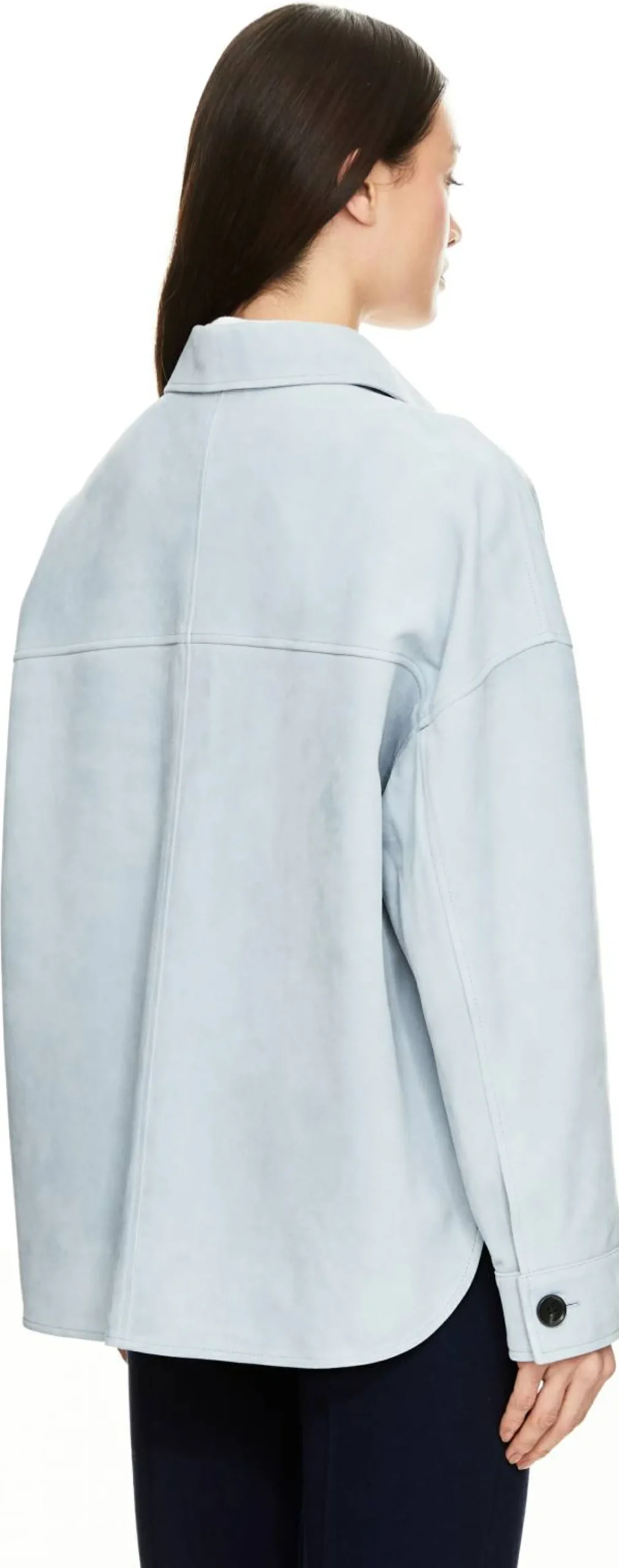 Oversized Velourslederjacke 'Kaylee' Hellblau