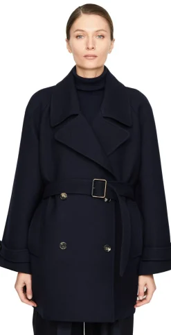 Oversized Wollmantel Marineblau