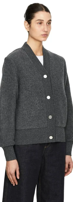 Oversized Wollstrickjacke Anthrazit