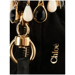 Perlenbestickte Hobo-Tasche 'Bracelet Mini' Schwarz