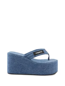 Plateau Flip-Flops in Denim-Optik Blau