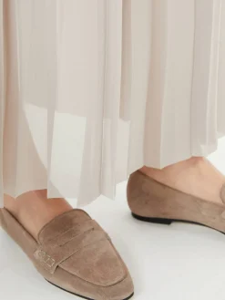 Plissierter Maxirock Beige