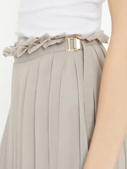 Plissierter Maxirock Beige