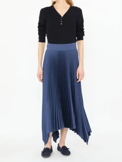 Plissierter Midirock Marineblau
