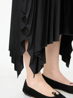 Plissierter Midirock Schwarz