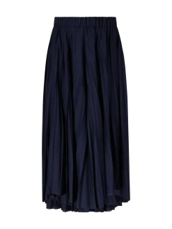 Plissierte Wollhose Marineblau
