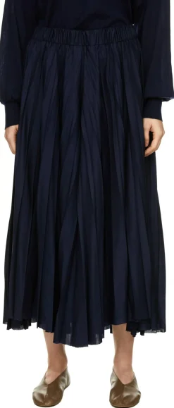 Plissierte Wollhose Marineblau
