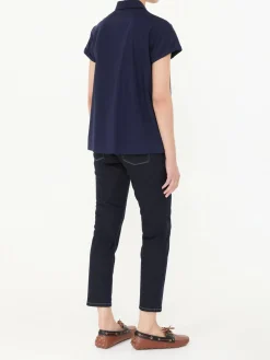 Popeline-Bluse Marineblau