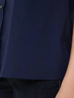 Popeline-Bluse Marineblau