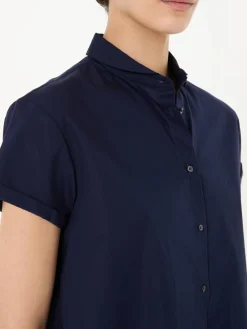 Popeline-Bluse Marineblau