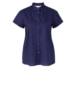 Popeline-Bluse Marineblau