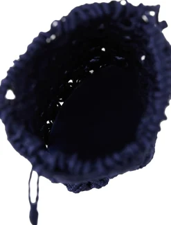 Pouch 'Makramee' aus Sabraseide Marineblau