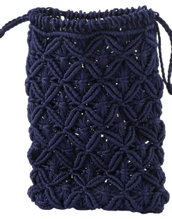 Pouch 'Makramee' aus Sabraseide Marineblau
