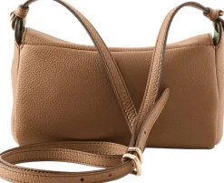 Pouch mit Logo Schriftzug aus Leder Braun