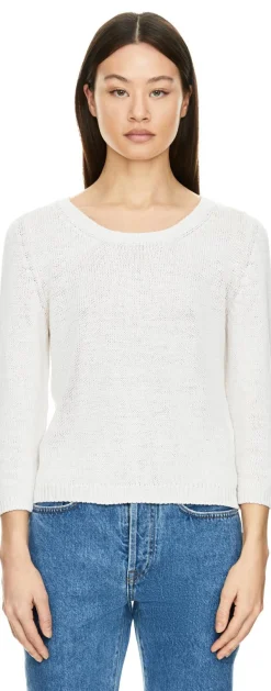 Pullover 'Dilia' aus Seide und Leinen Off White
