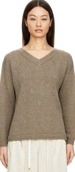 Pullover 'Diona' aus Seide und Leinen Taupe