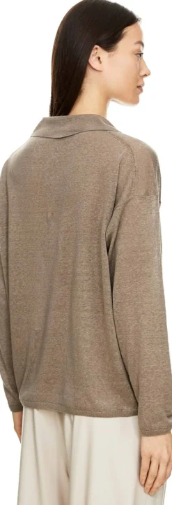 Pullover 'Elira' aus Seide und Leinen Taupe