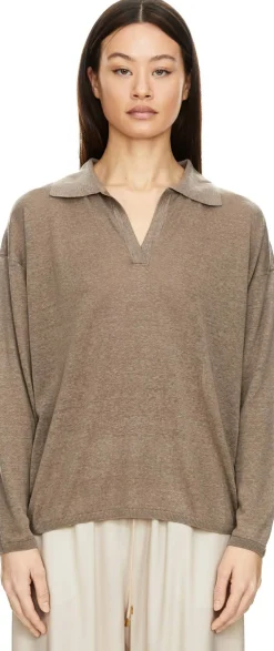 Pullover 'Elira' aus Seide und Leinen Taupe