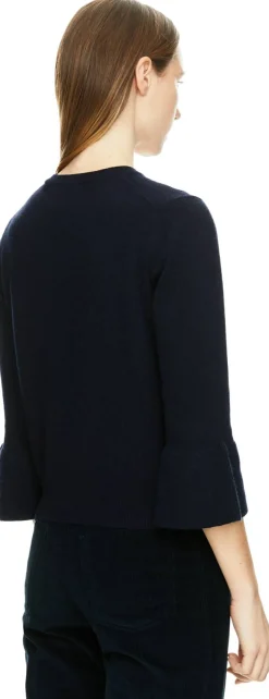 Pullover mit Glockenärmeln aus Cashmere Marineblau