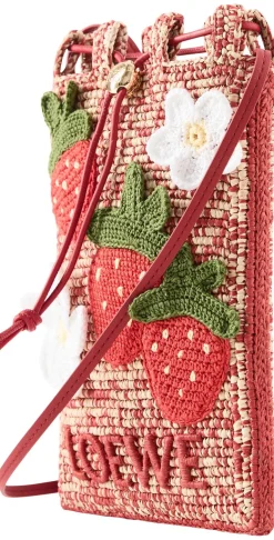 Raffia-Beuteltasche Paula's Ibiza 'Strawberries' Multicolor Red