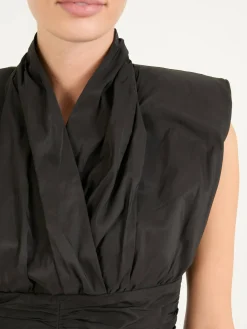 Rückenfreies Minikleid aus recyceltem Faille Schwarz