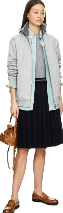 Reißverschlussjacke aus Baumwollfleece Grau