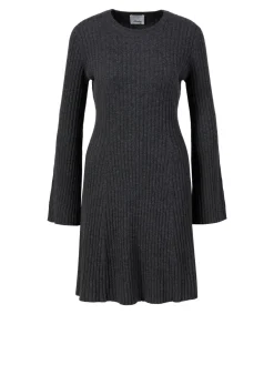 Rippstrick-Kleid aus Cashmere Anthrazit