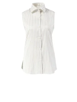 Ärmellose Bluse 'Melissa' Weiß/Beige