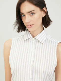 Ärmellose Bluse 'Melissa' Weiß/Beige