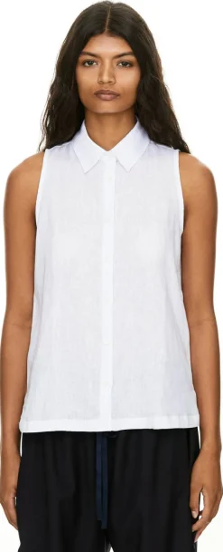 Ärmellose Bluse 'Uma' aus Leinen Weiß