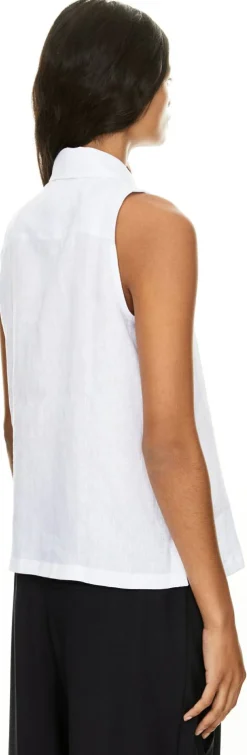 Ärmellose Bluse 'Uma' aus Leinen Weiß