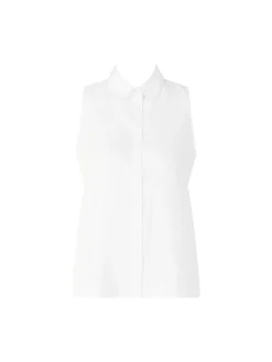 Ärmellose Bluse 'Uma' aus Leinen Weiß