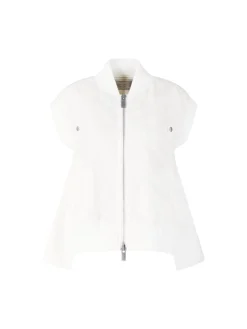 Ärmellose Bomberjacke mit Wolldetails Weiß