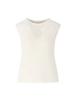 Ärmelloses Cashmere-Seidentop 'Jyll Embroidery' Ecru