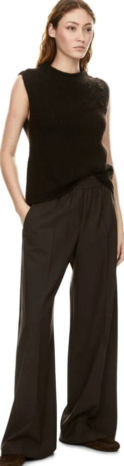 Ärmelloses Cashmere-Seidentop 'Jyll Embroidery' Schokolade
