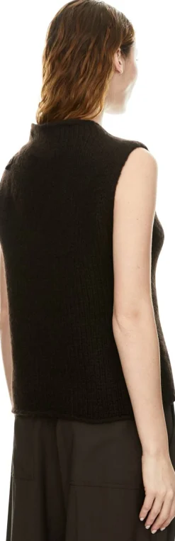 Ärmelloses Cashmere-Seidentop 'Jyll Embroidery' Schokolade