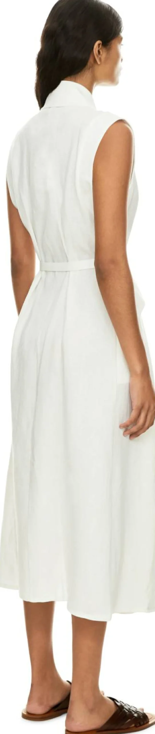 Ärmelloses Midikleid 'Belek' aus Leinen Weiß