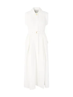 Ärmelloses Midikleid 'Belek' aus Leinen Weiß