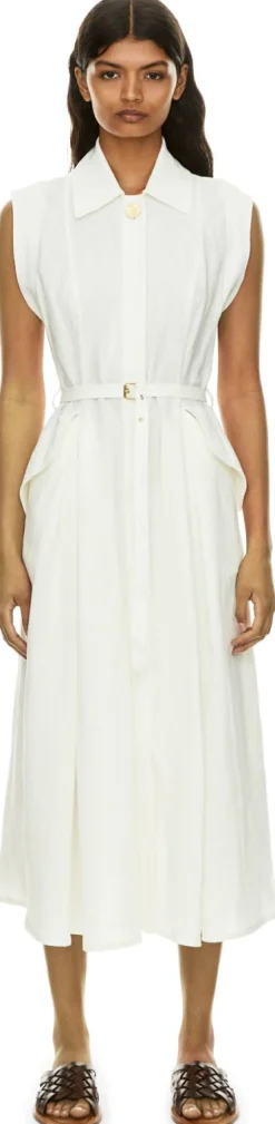 Ärmelloses Midikleid 'Belek' aus Leinen Weiß
