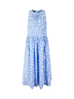 Ärmelloses Midikleid Hellblau/Weiß