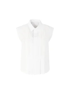 Ärmelose Bluse mit Volants Weiß