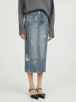 Rock mit Print Blau
