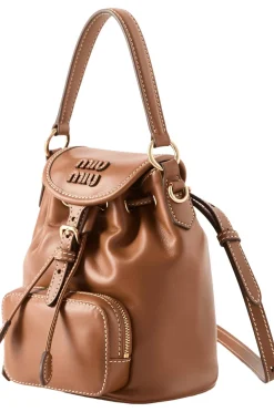 Rucksack aus Leder Cognac