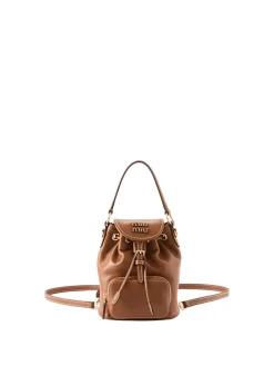 Rucksack aus Leder Cognac