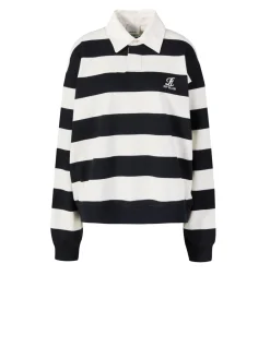Rugby-Poloshirt Crème/Schwarz