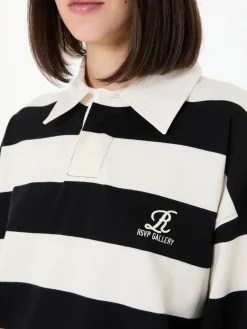 Rugby-Poloshirt Crème/Schwarz
