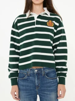 Rugby-Poloshirt Grün/Weiß