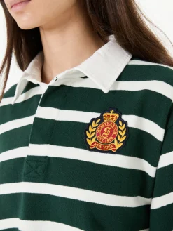Rugby-Poloshirt Grün/Weiß