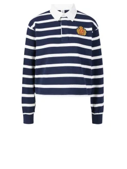 Rugby-Poloshirt Marineblau/Weiß